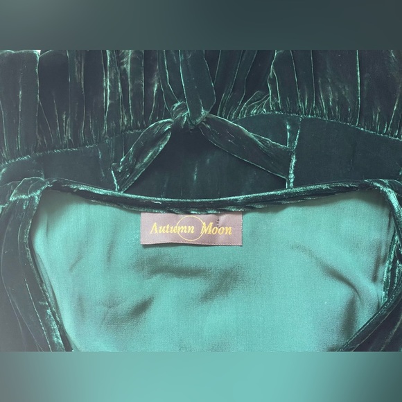 Vintage Emerald Velour Dress S-M - Picture 9 of 10